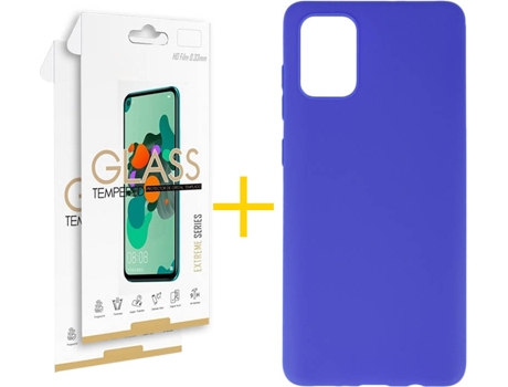 Kit Funda + 2 Protectores de Pantalla Samsung Galaxy A71 5G SKYHE Liso (Azul)