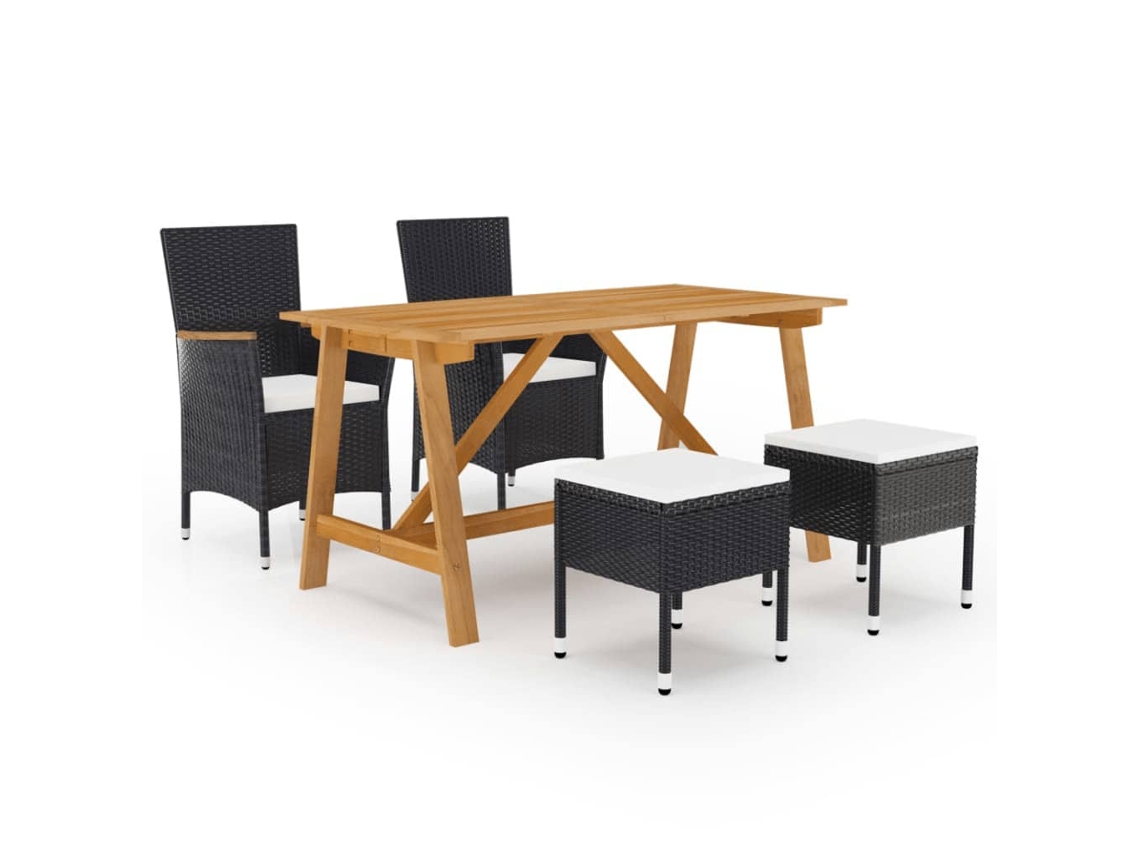 Juego de comedor de jardín de 5 piezas DKD Home Decor en negro