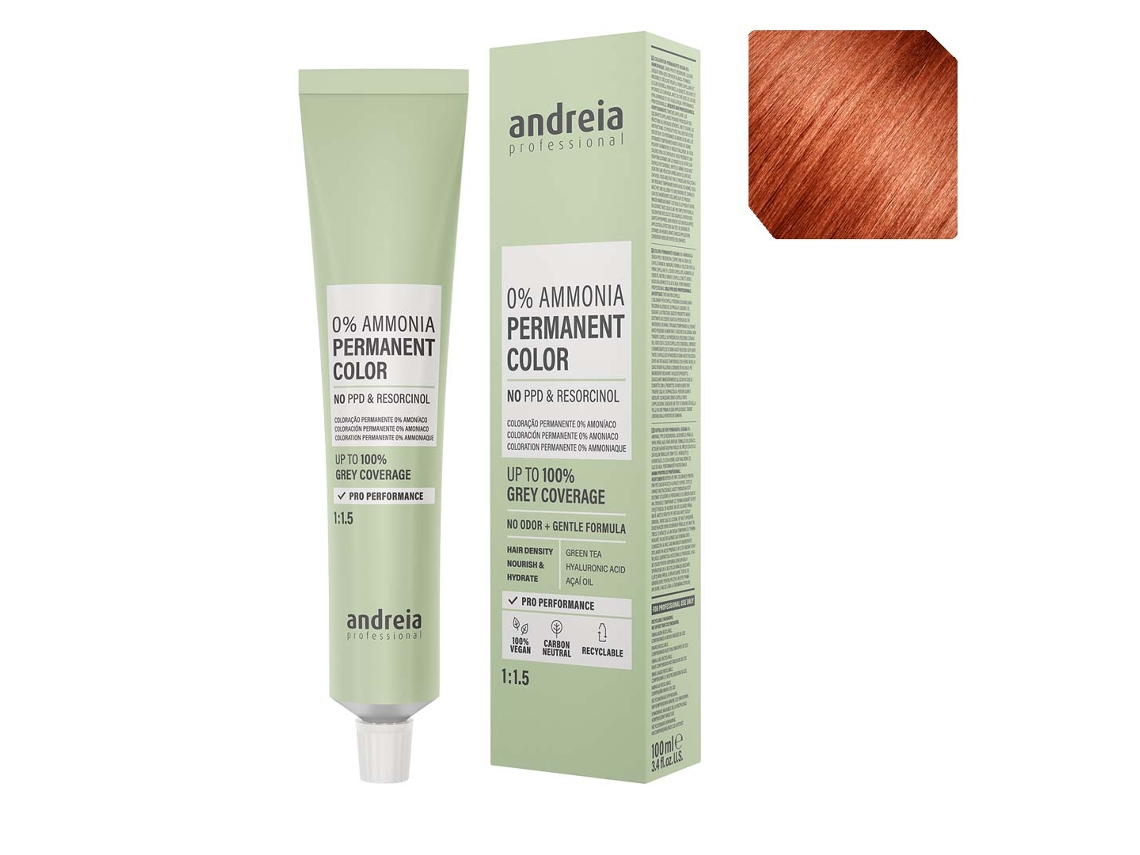 Coloración Permanente Vegana 0% Amoniaco Nº 7.44 100Ml ANDREIA