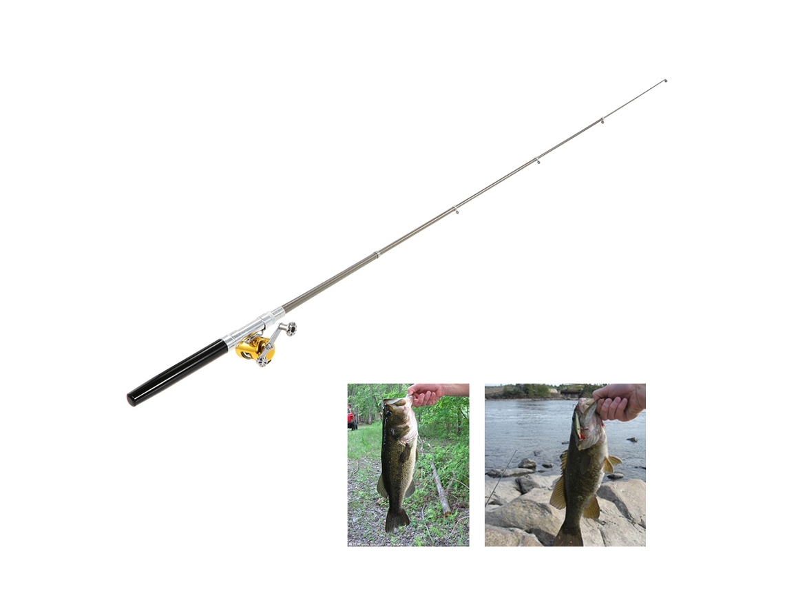 Combo: Caña De Pescar Telescópica Portátil Con Carrete De Aluminio, Línea Y Señuelos - Mini Kit De Pesca