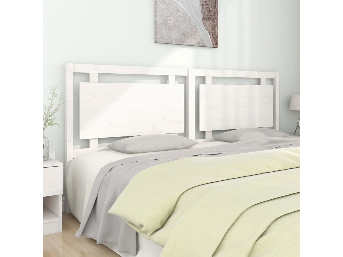 Cabecero De Cama Madera Maciza De Pino Blanco 205,5x4x100 Cm