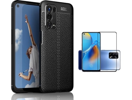 Kit Carcasa Y Protector Oppo A74 4G Rugged Leather