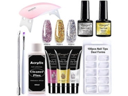 Kit de uñas de gel de poliéster con lámpara UV de 6 W, herramientas de manicura rápida GOKOCO