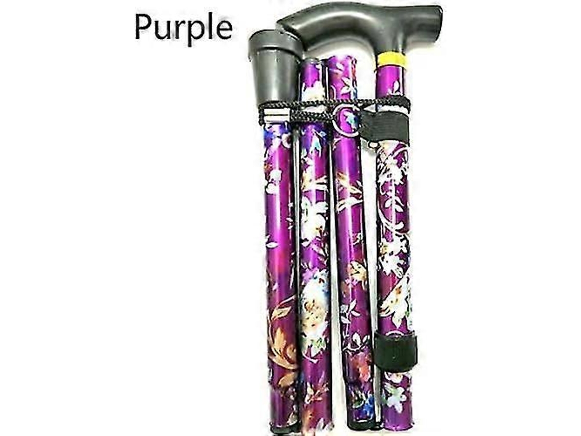 Bastón plegable ajustable de aluminio con estampado floral, ideal para senderismo y acampada. Ayuda de movilidad duradera.