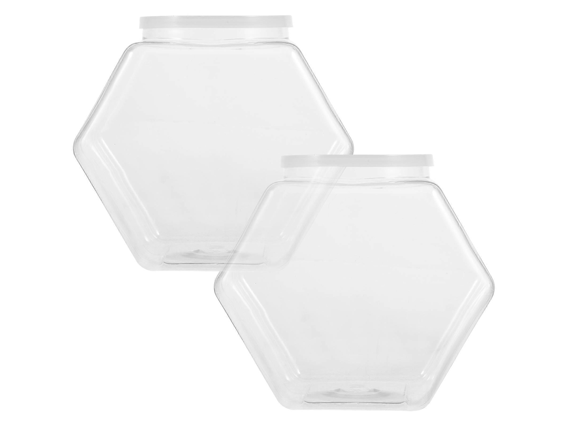 2 Contenedores de Plástico para Docenas, Contenedores para Galletas, Botellas Hexagonales Transparentes para Dulces y Snacks Chaberlu