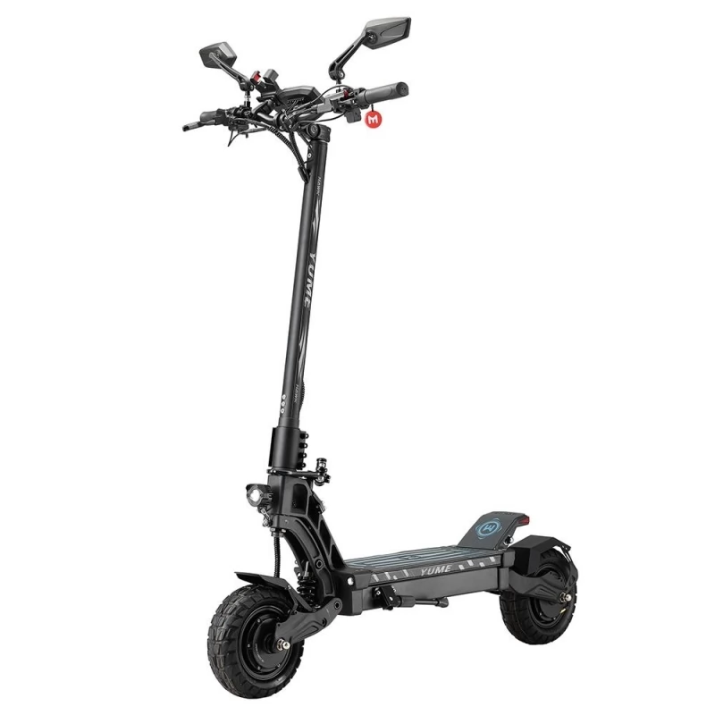 Patinete eléctrico plegable Yume Hawk, neumáticos todoterreno sin cámara de 10 x 3,15 pulgadas, 2 motores de 1200 W², batería de 60 V y 22,5 Ah