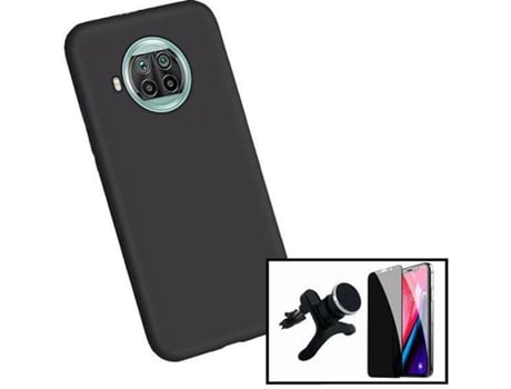 Kit Funda, Protector de Cristal Templado y Soporte Xiaomi Mi 10T Lite 5G Anti-Spy Negro