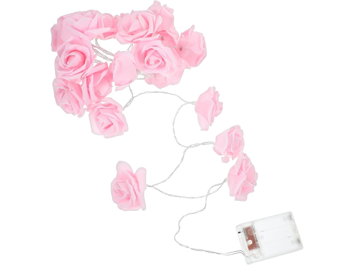 Luces Decorativas Rosas Luminosas De 20 Led, Funcionan Con Pilas, 3 Metros, Flores Artificiales, Función De Luz Constante.