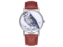 Reloj De Cuero Moda Para Mujer Y Hombre Dial Redondo Cuarzo Pulsera Café