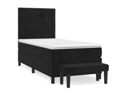 Maison Exclusive - Cama Box Spring Con Colchón Terciopelo Negro 100x200 Cm