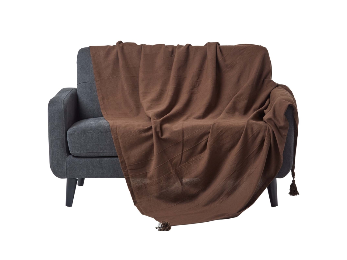 Homescapes Rajput Ribbed Chocolate Throw 225x255 Cm