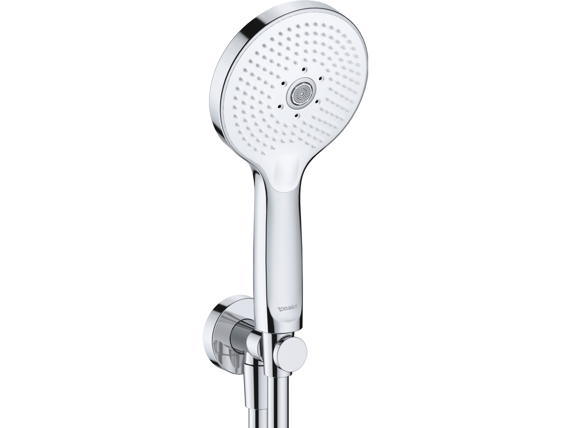 Codo de conexión a pared Duravit, roseta redonda, 55 x 102 mm, UV0630009010, color cromo brillante