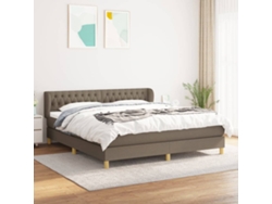 Cama Box Spring Con Colchón Tela Gris Taupe 180x200 Cm
