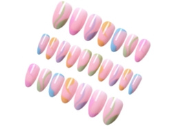 24 uñas postizas adhesivas reutilizables, perfectas para mujeres y niñas.