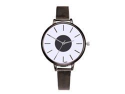 Reloj De Pulsera Zhoulianfa Para Mujer Con Correa De Malla Sencilla Y Esfera Redonda, Cuarzo Negro.