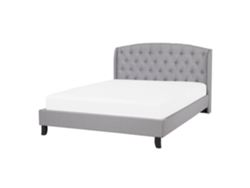 Cama con somier BELIANI Bordeaux de Poliéster Gris 149x221x106
