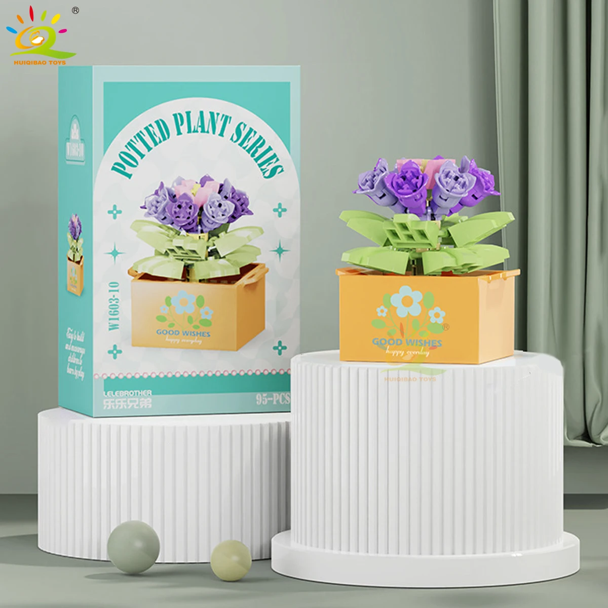 Bloques De Construcción De Plantas En Maceta Con Flores Moc, Bricolaje, Ramo Eterno
