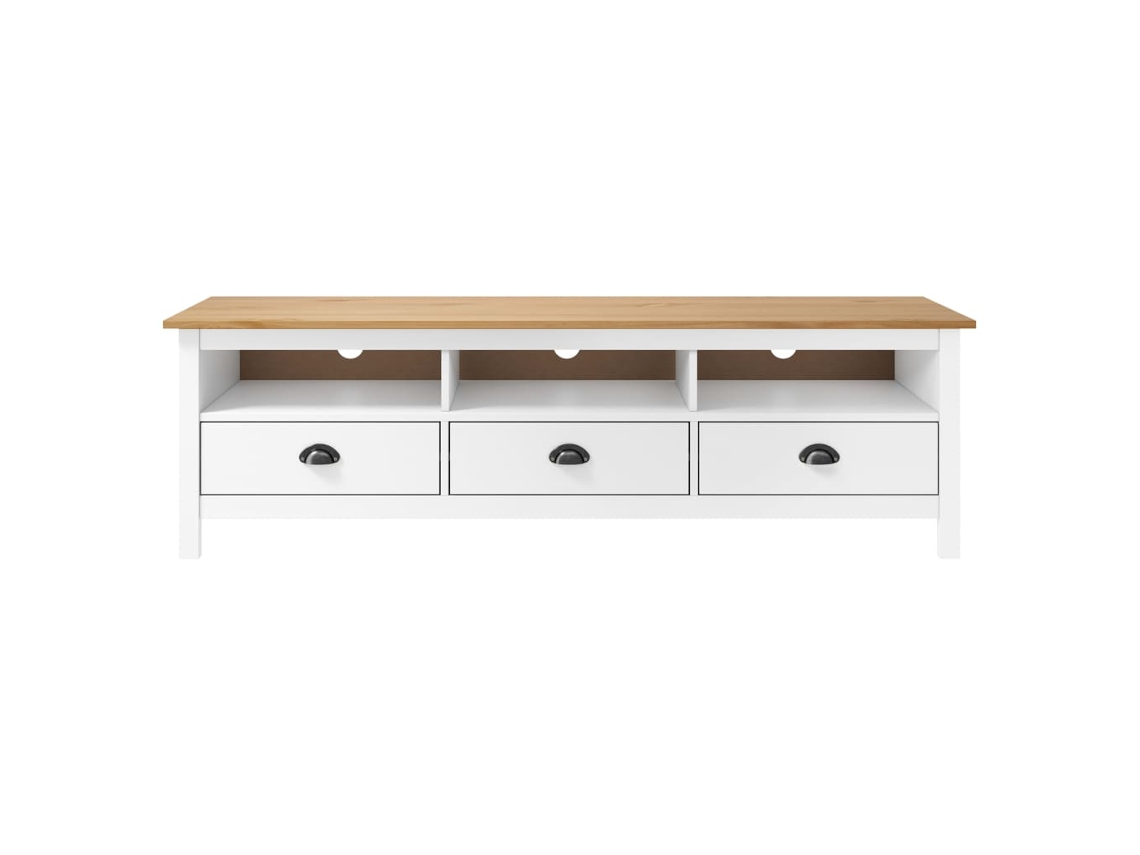 Mueble TV Hill 158x40x47 Cm Pino Macizo Blanco MAISON EXCLUSIVE