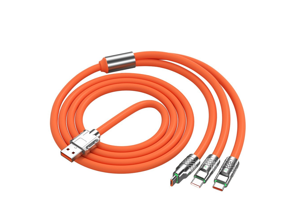 Cable Usb De Metal Con Micro Pines Para Carga Rápida - Naranja. Alta Velocidad Y Compatibilidad, Ideal Para Hogar, Oficina Y Viaje