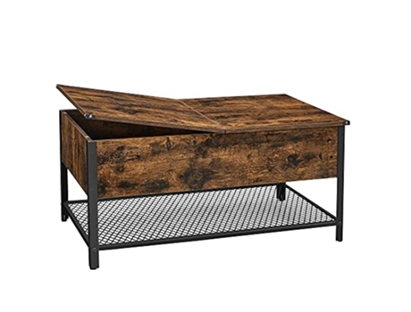 Mesa de centro vintage con almacenamiento oculto y estante de malla PRICENET