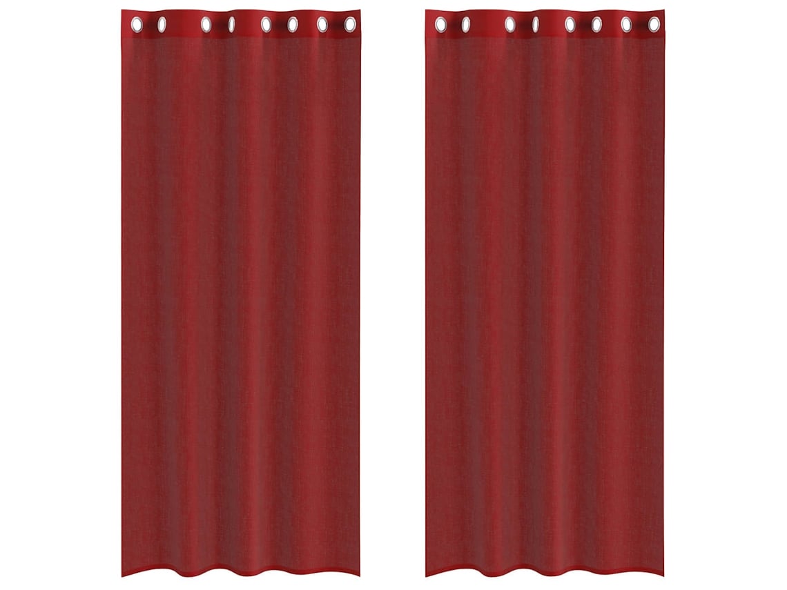 Maison Exclusive - Cortinas De Gasa Con Ojales 2 Uds Rojo Vino