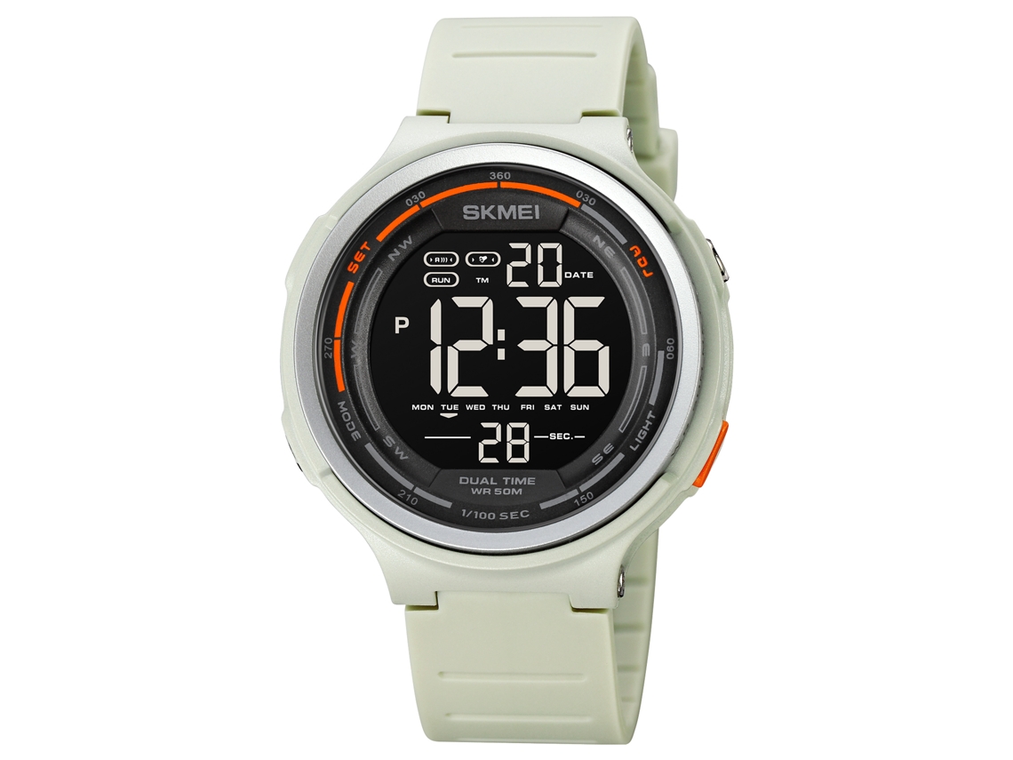 Reloj Digital Unisex Skmei Con Resistencia Al Agua De 50 M, Retroiluminación, Cronómetro, Alarma Y Doble Hora.