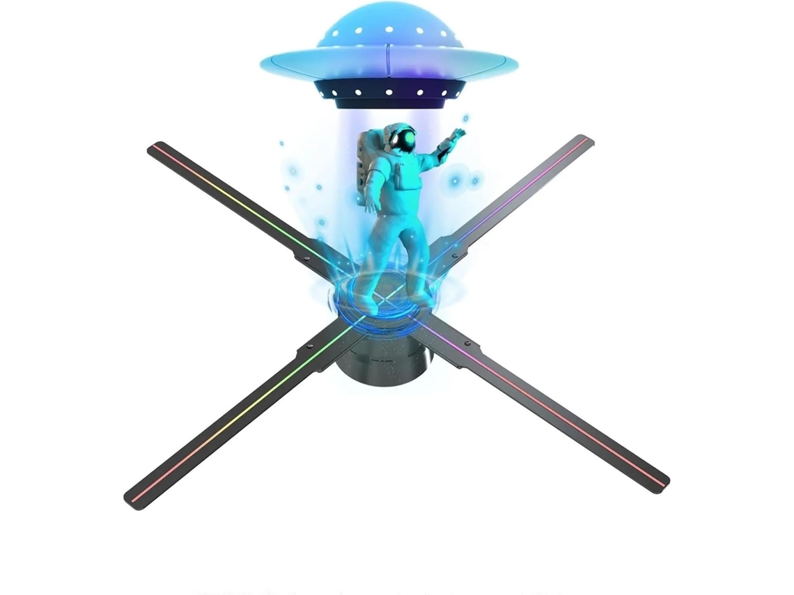 Ventilador Holográfico 3d De 52 Cm Con Control Remoto Wi-fi E Iconos.