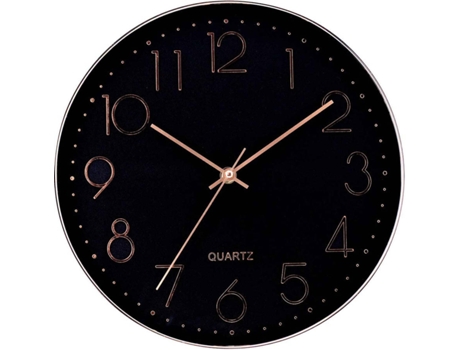 Reloj De Pared thinia home moderno oro rosa 30 cm en relieve con esfera negra