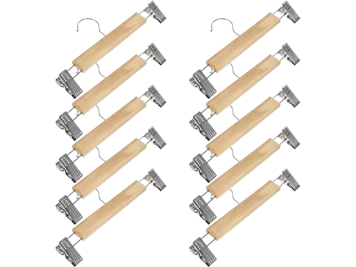 Pinzas Pantalones Acero Inoxidable Juego 10 Madera Multifuncionales Antideformación Ahorran Espacio Calcetines
