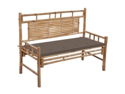 Banco de jardín con cojín de 120 cm de bambú Dkd Home Decor