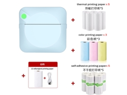 Mini impresora térmica Bluetooth, impresora de etiquetas sin tinta con 14 rollos de papel de impresión, color azul Digitallab