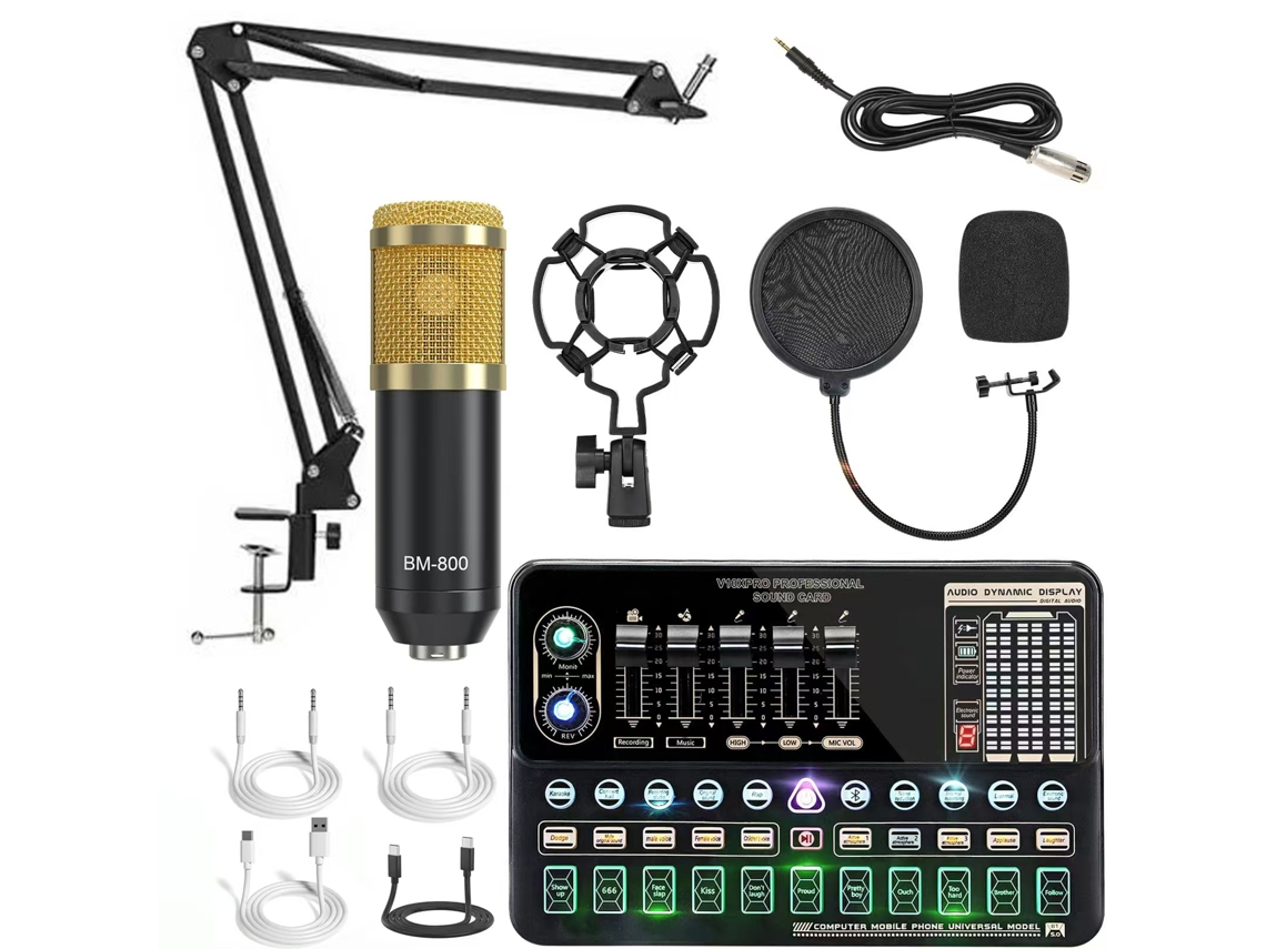 Tarjeta de sonido Yuysan V10xpro y conjunto de micrófono BM800, equipo multifuncional de audio y grabación, negro (c)