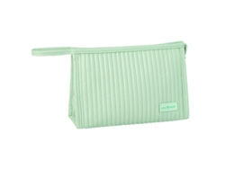 Neceser de viaje para mujer con cremallera y asa, color verde (24,5 x 18 x 5 cm)