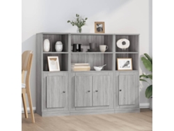 3 Uds Aparador Alto | Mueble De Comedor | Buffet Alto Madera Contrachapada Gris Sonoma Wsd19994