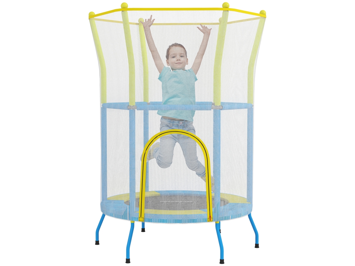 VPMKP - Aiyaplay trampolín infantil multicolor Ø140x190 cm para niños de 3-6 años, red de seguridad, barras acolchadas, carga hasta 45 kg, para interior
