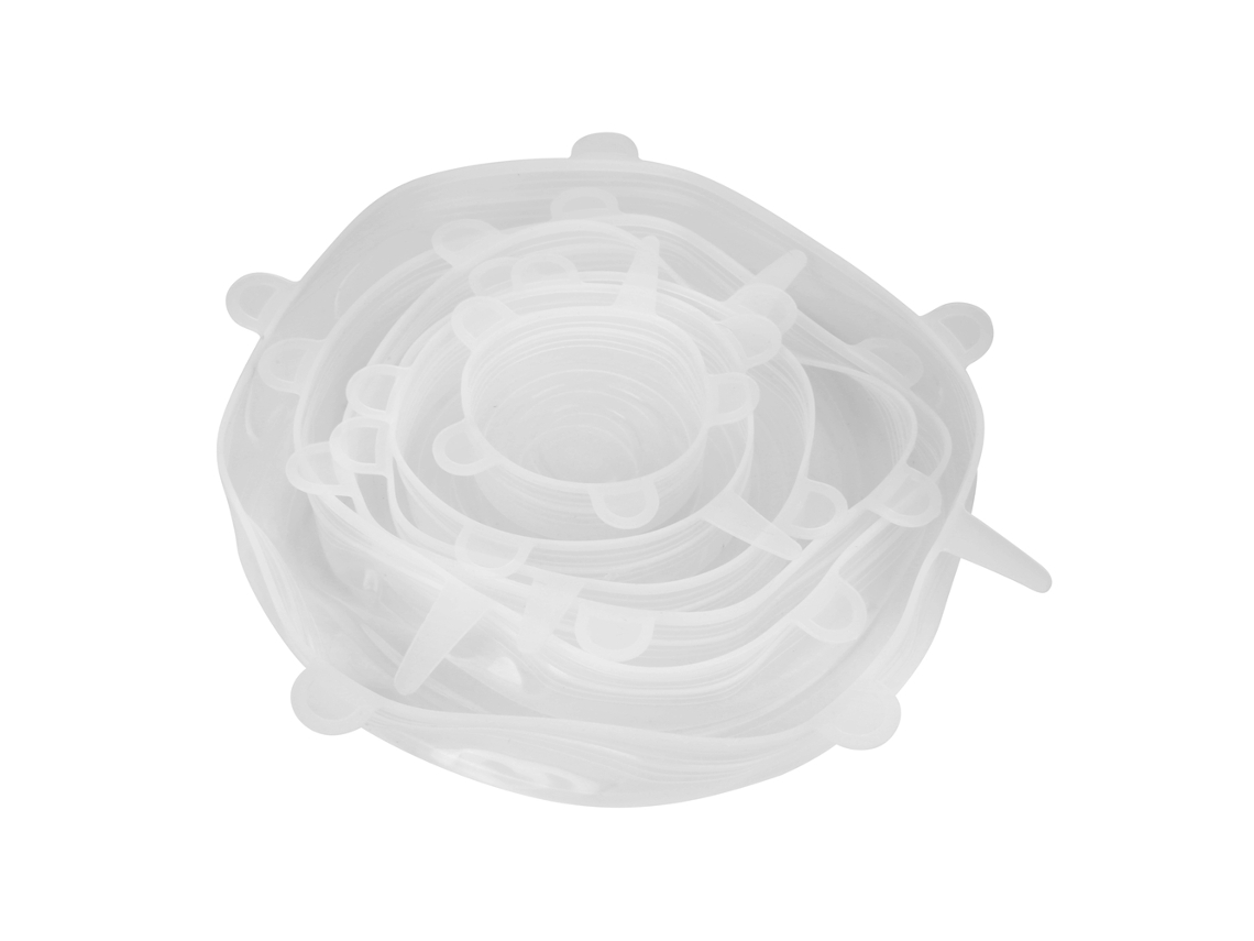 Juego de 6 tapas elásticas universales de silicona para alimentos, herramientas de cocina