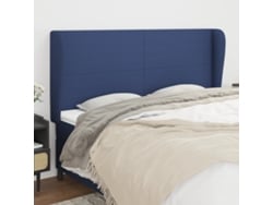 Cabecero Con Orejas De Tela Azul 163x23x118/128 Cm