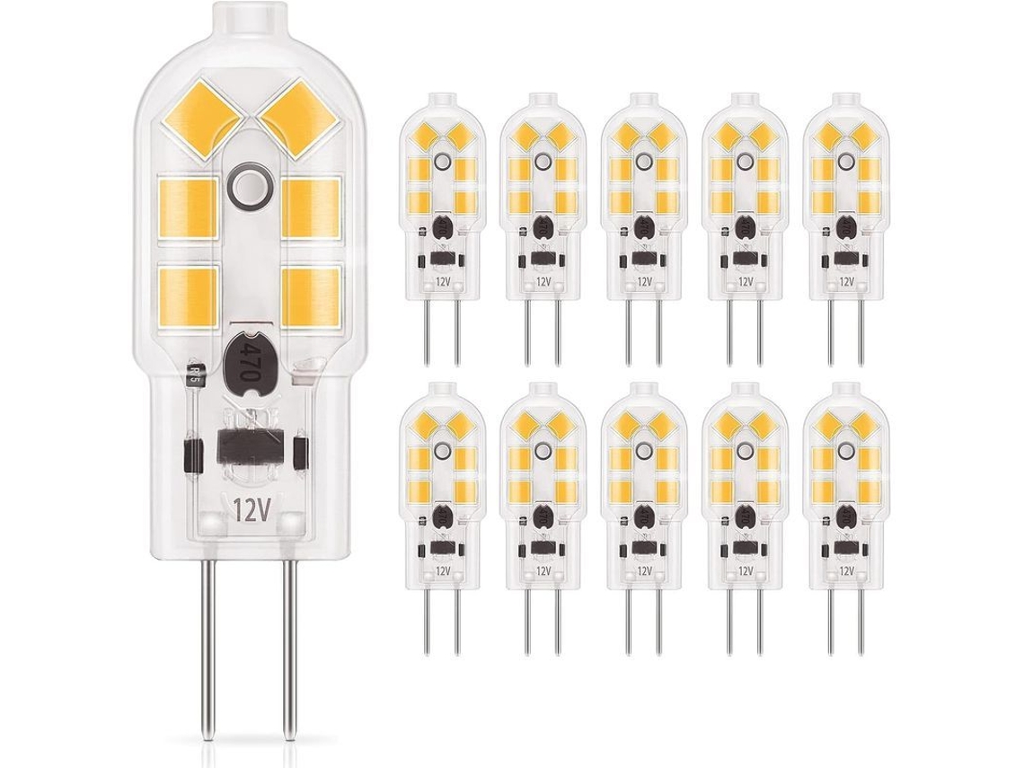 Bombilla Led G4 1,5 W 120 Lúmenes 12 V Blanco Cálido 3000 K Reemplaza Bombillas Halógenas De 20 W, Paquete De 10 clase E