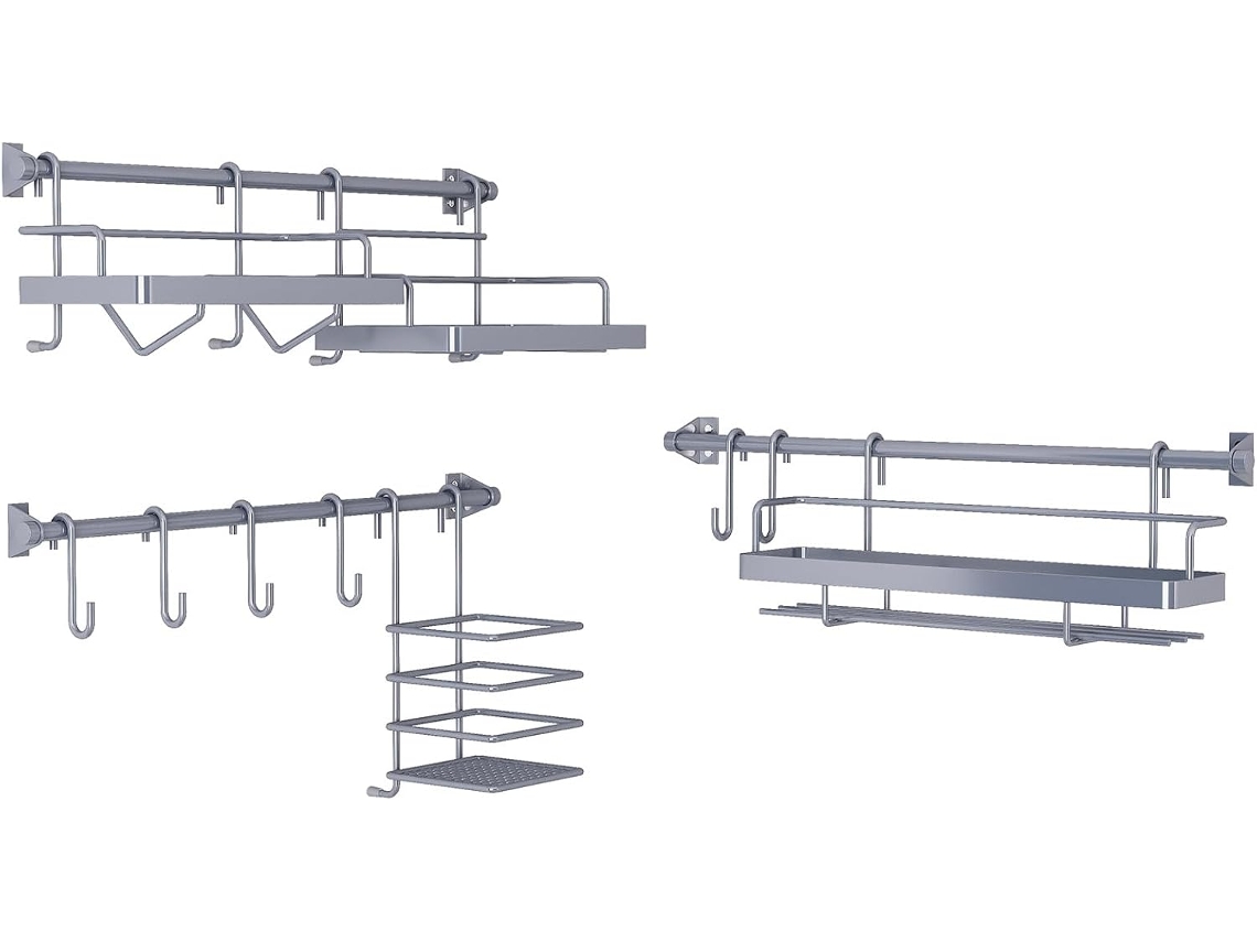 Estantería De Pared Multifuncional Para Utensilios De Cocina, Condimentos, Especias Y Toallero.