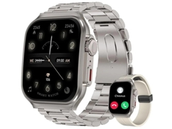 Reloj inteligente Yizhood con pantalla Ultra HD de 2.0 pulgadas y diseño curvo 3D, llamadas Bluetooth, monitorización de frecuencia cardíaca y SpO2 (plateado) (dos correas)