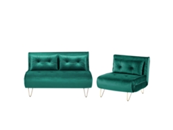 Conjunto de sala de estar BELIANI Vestfold de Terciopelo Verde 130x78x81