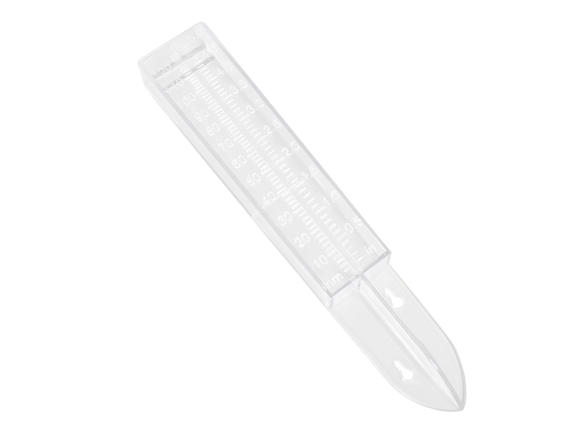 Pluviómetro de plástico de 120 ml con doble escala para exteriores.