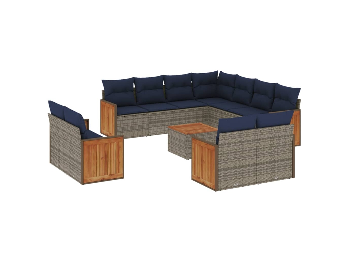 Maison Exclusive - Conjunto De Sofá De Jardín De 12 Piezas Con Cojines, Poliratán Gris