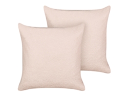 Cojines decorativos de estilo moderno BELIANI Leuzea de Bouclé Rosa 60x60x4