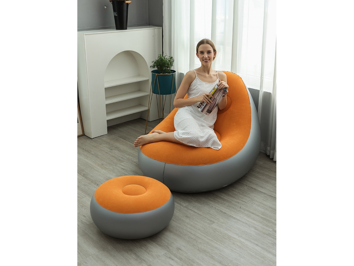 Sofá Inflable Con Reposapiés Y Bomba De Aire (naranja - 116 X 98 X 83 Cm)