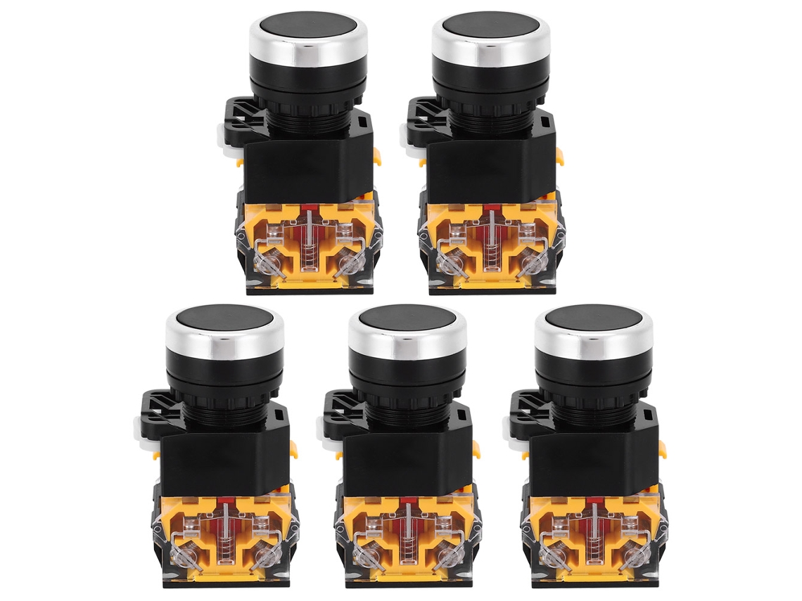 Unidades De Llave Con Botón Pulsador Autoblocante De 22 Mm Sin Luz, 37v-440v, Plástico Negro