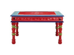 Mesa de centro HARLANV1, pintada a mano, madera maciza de mango rosa.