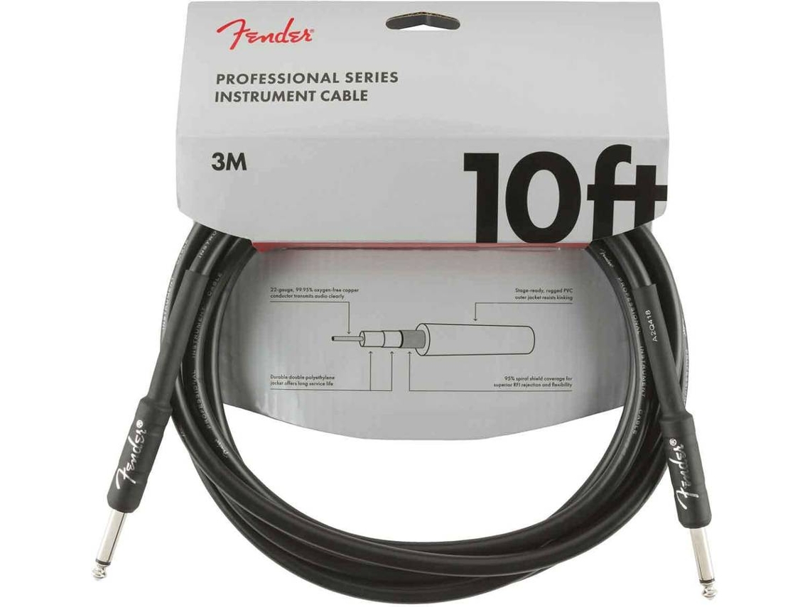 Cable para Instrumentos FENDER Professional Series Jack/Jack Black (3 m)
