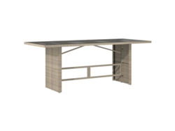 Mesa de jardín con tablero de cristal MAISON EXCLUSIVE Patas de mimbre gris claro (190x80x74 cm)