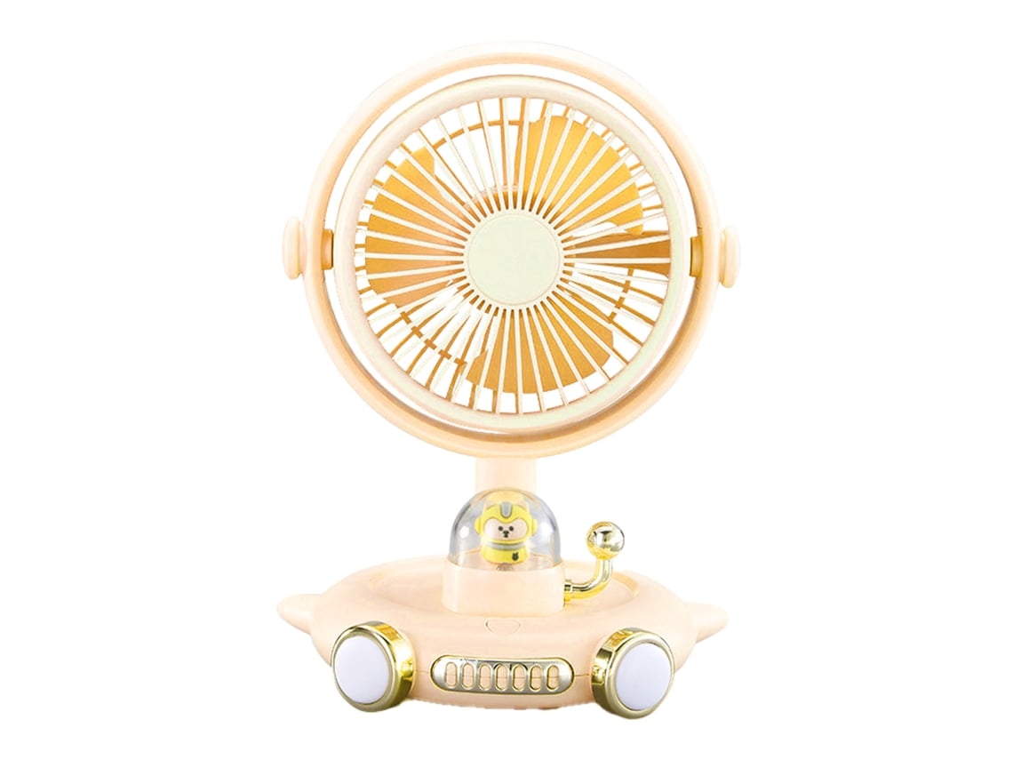 Ventilador de escritorio pequeño Primerox con luz, recargable mediante USB.